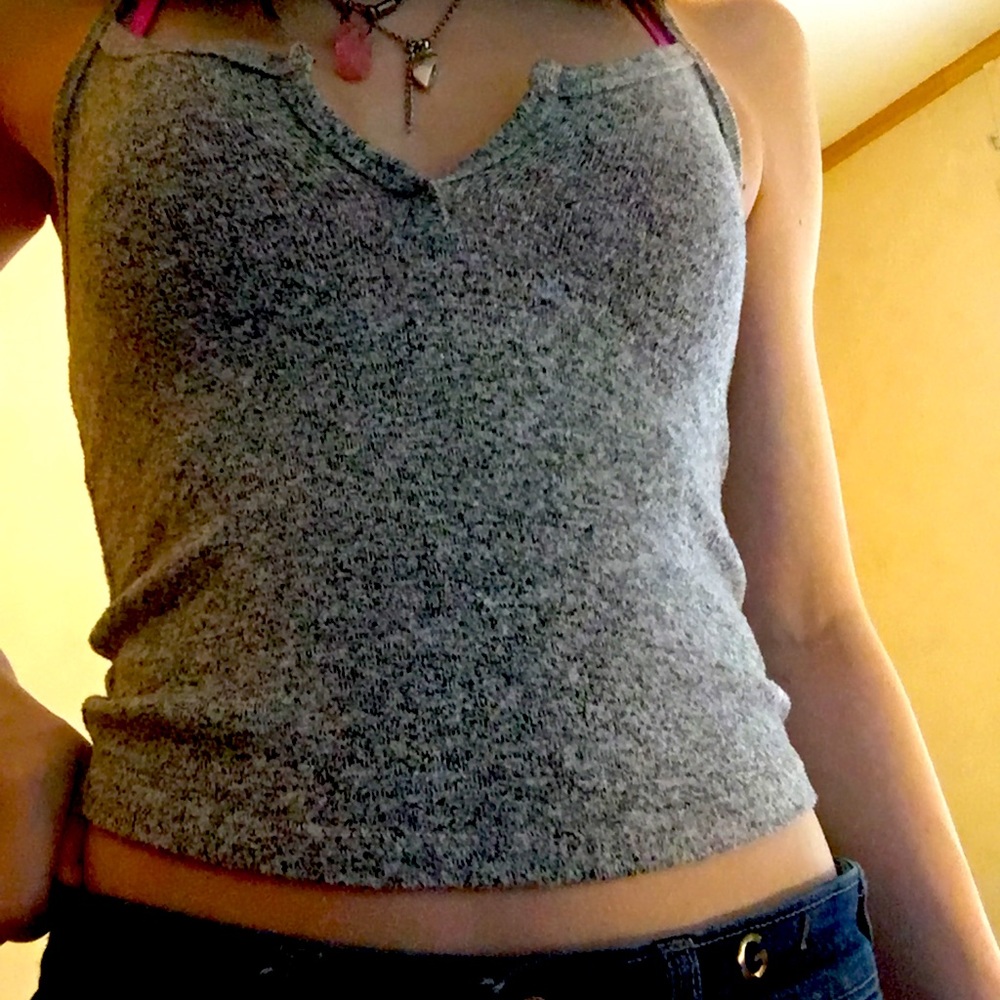 Express one eleven light gray tank top
